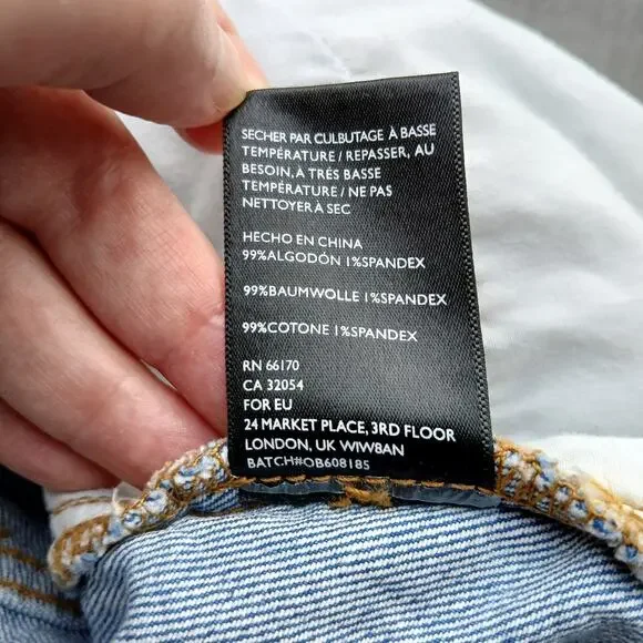 UO BDG Notched Denim Mini Skirt S-P jeans cutoffs frayed light wash notched - Picture 8 of 11